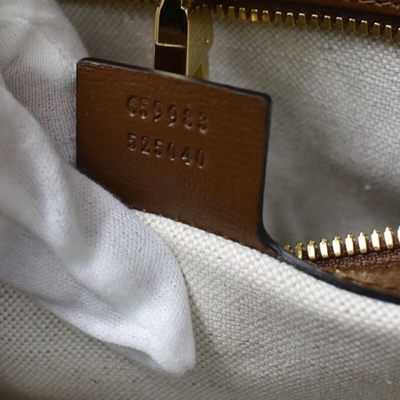 Auth GUCCI GG Pattern 2Way Shoulder Hand Tote Bag Supreme Leather Brown Gold - Picture 4 of 16